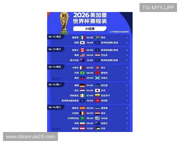 2026年美加墨世界杯赛程表图片详细介绍，涵盖所有比赛时间和重要赛事安排